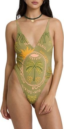Billabong Vaca Soleil Low Back One-Piece Swimsuit in Cedar at Nordstrom, Size X-Small