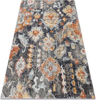 RugsX Rugsx - Alfombra Moderna Mundo E0671 Oriental Vintage Exterior Negro / Amarillo Multicolour 120x170 Cm