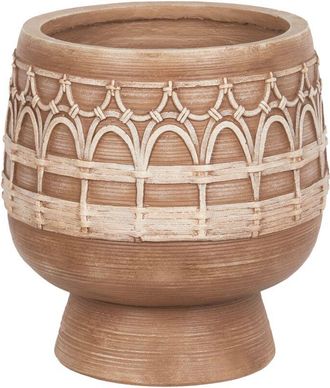 Beliani Maceta Boho De Magnesio Para Interior Y Exterior Florero Marr&oacute;n Claro Cicuta