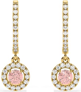 The Diamond Store Ella Pink Lab Diamond 1.48ct Halo Drop Earrings in 18K Yellow Gold - Elara Collection