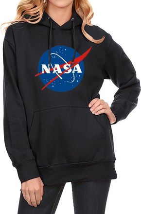 TW Steel Men Women Unisex Fashion NASA Letter Print Long Sleeve Hoodie Sweatshirt (M, Black)
