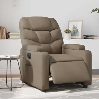 vidaXL Sill&oacute;n Reclinable El&eacute;ctrico De Cuero Sint&eacute;tico Color Capuchino Vidaxl