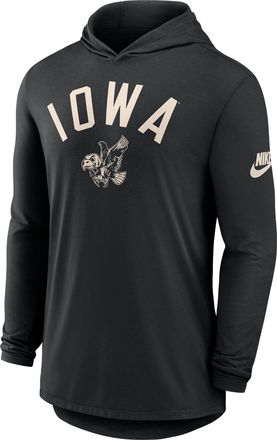 Nike Iowa Legacy Arch Nike Mens Dri-FIT College Long-Sleeve Hooded T-Shirt in Black | 01NB00AIAV-3HJ