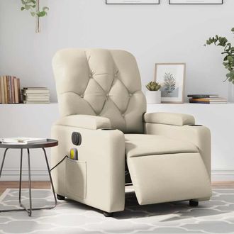 vidaXL Vidaxl - Sill&oacute;n De Masaje Reclinable El&eacute;ctrico Cuero Sint&eacute;tico Crema