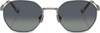 Brunello Cucinelli BC2003ST hexagonal-frame sunglasses - unisex - Titanium - 51 - Grey