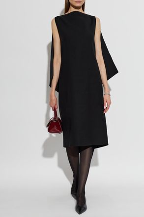 Jil Sander Silk Dress With An Open Back, Womens, Black
