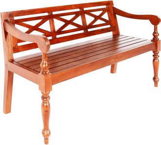 vidaXL Banco Batavia Madera Maciza De Caoba Marr&oacute;n Oscuro 123 Cm Vidaxl
