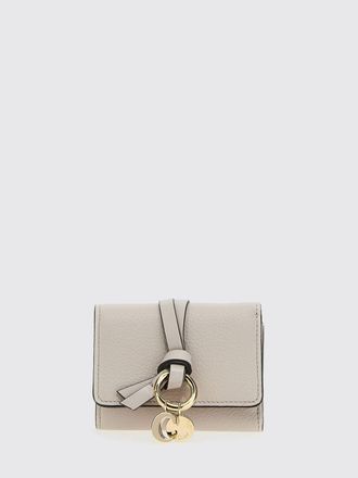 Chlo&eacute; Portafoglio trifold piccolo in pelle di vitello grigio con charm