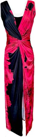 Ariella Womens Twist Front Slit Maxi Dress In Black/ Red