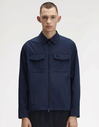 Fred Perry Mens Fred Perry Mens Zip Overshirt - Dark Airforce 738 - Navy - Size: 42/Regular