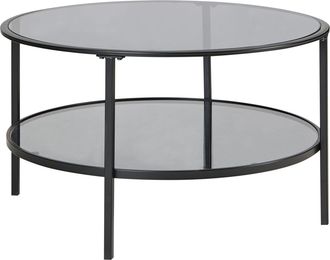 Beliani Beliani - Tavolino Moderno Rotondo In Vetro Temperato &Oslash; 80 Cm Ripiano In Ferro Nero Tellaka