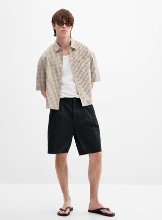 Obey Mens Foster pleated Bermuda Shorts Baggy fit