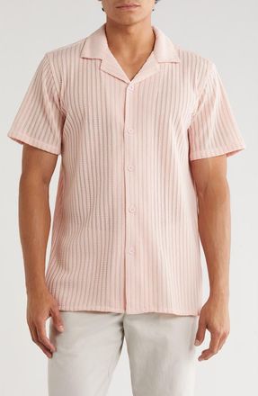 T.R. Premium Textured Stripe Button-Up Shirt in Dusty Pink at Nordstrom Rack, Size Xx-Large