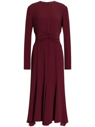 Alberta Ferretti Rich Burgundy Dress with Fitted Bodice and Flared Midi Skirt