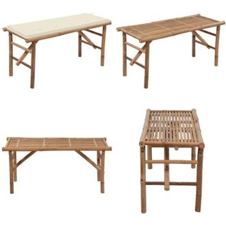 vidaXL Panca da Giardino Pieghevole con Cuscino 118 cm in Bamb&ugrave; - Panca in bamb&ugrave; - Panca pieghevole