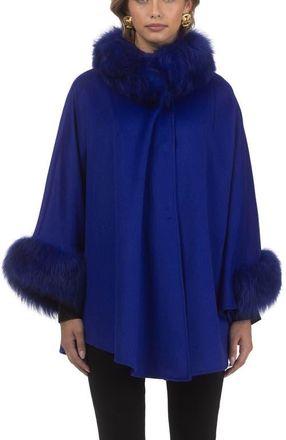 Gorski Wool And Cashmere Cape in Cobalt Blue at Nordstrom