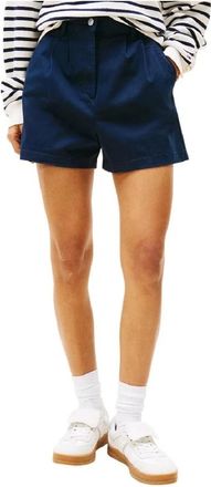 Tommy Hilfiger Pleated Claire Shorts - Dames - Bermuda - Blauw - W30 - Katoen - Korte Broeken