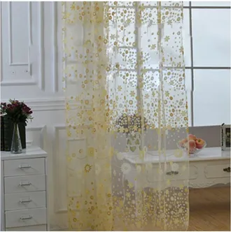 OEM Elegantes Cortinas Transparentes Amarillas, De 100x250 Cm, Con Estampado Floral, Para La Decoraci&oacute;n Del Sal&oacute;n