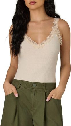 Wit & Wisdom Lace Trim Rib Camisole in Ecru at Nordstrom, Size X-Small