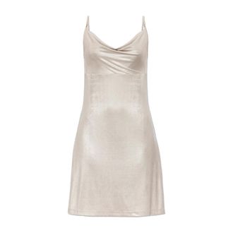 Versace Jeans Couture Short Dresses, female, Beige, Size: 2XS Pearl-Strap Dress