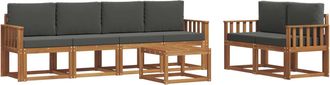 vidaXL Conjunto De Sof&aacute;s De Exterior 7 Uds. Natural Y Antracita Vidaxl
