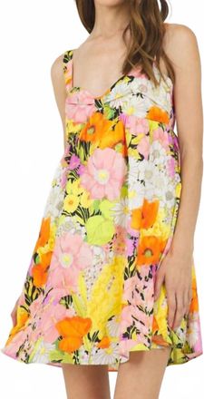 Stellah Babydoll Mini Dress In Floral Garden