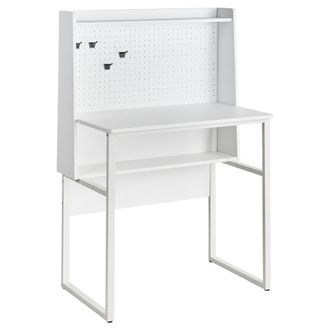 Beliani Escritorio Para Oficina En Casa Con Estantes De Almacenaje Y Panel Perforado Blanco Buxton
