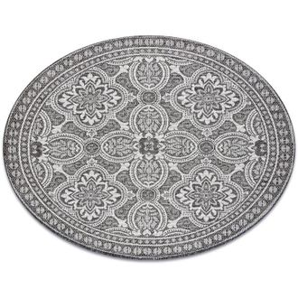 RugsX Rugsx - Alfombra De Cuerda Sisal Loft 21193 Circulo Boho Marfil/plateado/gris Grey Circulo 120 Cm