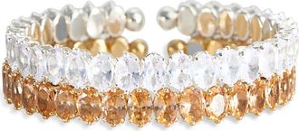 Cara Set of 2 Cubic Zirconia & Crystal Cuff Bracelets in Gold/Silver at Nordstrom Rack