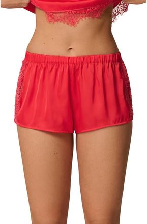 Simone P&eacute;r&egrave;le Satin Secrets Lounge Shorts in Flamingo at Nordstrom, Size X-Small