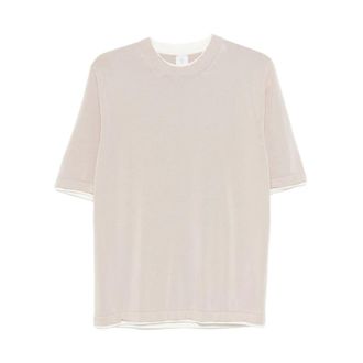 Eleventy T-Shirts, male, Beige, Size: XL Crew-Neck Cotton T-Shirt