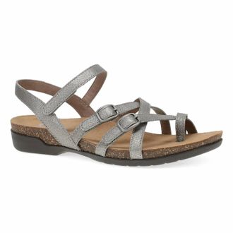 Dansko Womens Roslyn Casual Strappy Sandal In Antique Silver Metallic