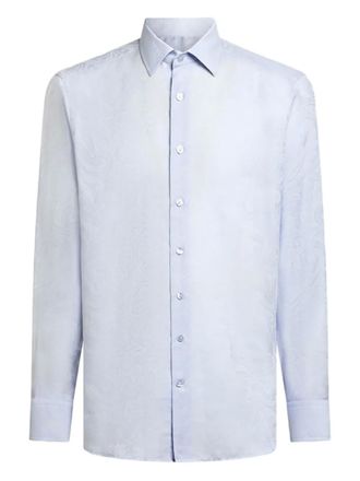Etro paisley-jacquard cotton shirt - men - Cotton/Linen/Flax/Viscose - 40 - Blue