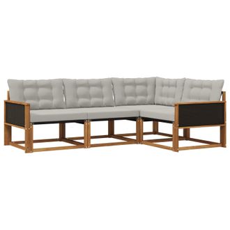 vidaXL Conjunto De Sof&aacute;s De Exterior 4 Pcs Natural Y Gris Claro Vidaxl