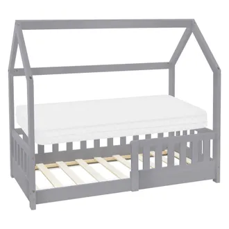 ML Design Ml-design - Lettino Per Bambini A Forma Di Casa Con Sponde Protezione Anticaduta Rete A Doghe 70 X 140 Cm Letto Da Gioco In Legno Di Pino Massiccio Gr