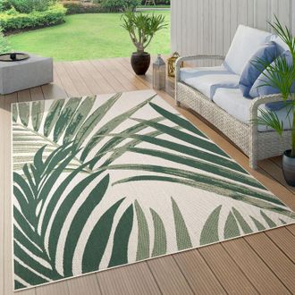 Paco Home Paco Home Alfombra Salon Jardin Hojas De Palmera Jungla Floral Motivo Boho Chic Verde 140x200 cm, Verde 11