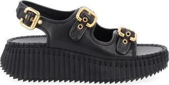 Chlo&eacute; Black Solid Nama Sandals