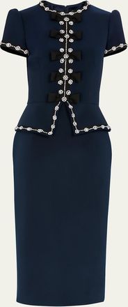 Jenny Packham Bisou Crystal Bow Peplum Midi Dress