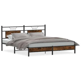 Berkfield Home Bed Frame without Mattress Smoked Oak 183x203 cm Engineered Wood in Brown