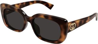 Gucci Cat-eye Rechthoekige Zonnebril - unisex - Zonnebrillen - Bruin - 55 MM - Nylon - Accessoires