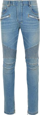 Balmain biker Blue Cotton Jeans