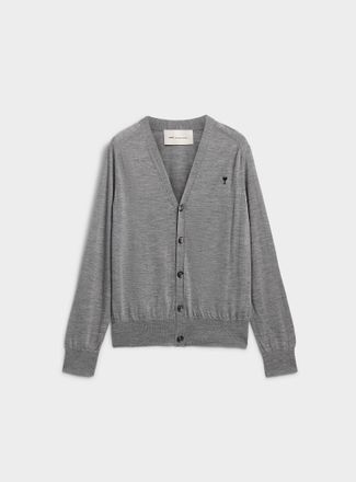 Ami Mens Ami de Coeur pure merino wool Cardigan Sweater