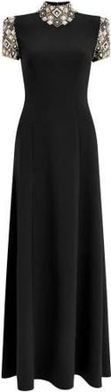 Jenny Packham Pricile Embellished Maxi Dress in Liquorice at Nordstrom, Size 12 Uk