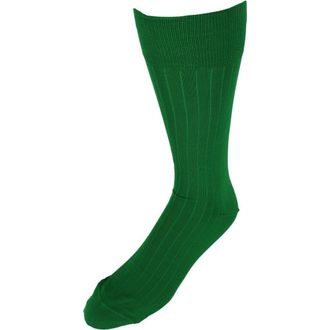 Trafalgar Store Jasper Mercerized Cotton Ribbed Mid-Calf Solid Color Socks in Green at Nordstrom