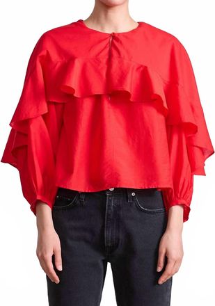 Apiece Apart Hazan Ruffle Top In Tigerlily