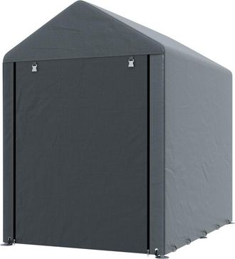 OUTSUNNY Capanno Porta Attrezzi con Ingresso a Zip in Metallo e pe Grigio - Outsunny