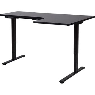 Beliani Electric Adjustable Corner Desk DESTINES Black 160 cm 109 cm Right Hand