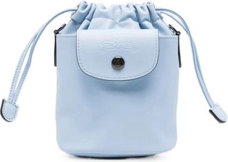 Longchamp Le Pliage Xtra XS Bucket Bag - Dames - Schoudertassen - Blauw - ONE Size - Leer - Tassen