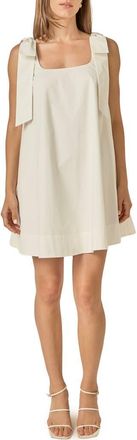 English Factory Bow Shoulder Sleeveless Cotton Minidress in White at Nordstrom, Size X-Small