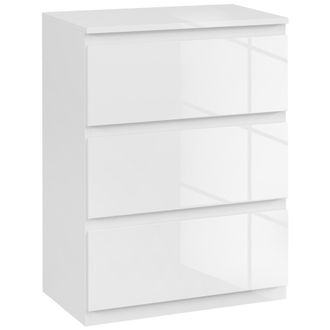 OEM C&oacute;moda Con 3 Cajones C&oacute;moda De Dormitorio Moderno Con Dise&ntilde;o Anti-vuelco 55x34x75 Cm Blanco Brillo